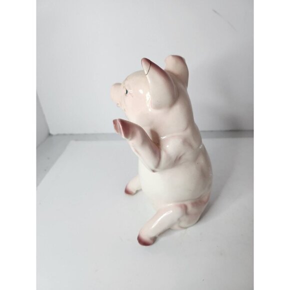 VINTAGE 75 Aldon Pink Pig Piggy Figurine Sitting Heavy Sand Filled Farmhouse - Picture 3 of 7